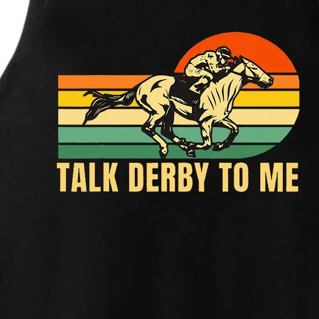 Derby Funny Horse Racing Retro Kentucky Talk To Me Ladies Tri-Blend Wicking Tank