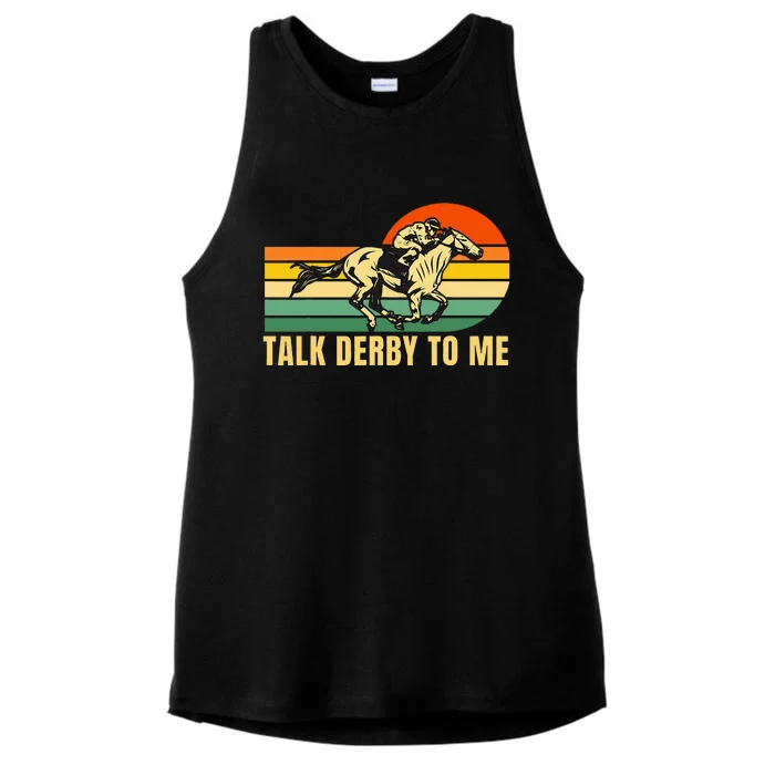 Derby Funny Horse Racing Retro Kentucky Talk To Me Ladies Tri-Blend Wicking Tank