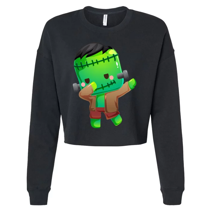 Dabbing Frankenstein Halloween Costume Monster Zombie Cropped Pullover Crew