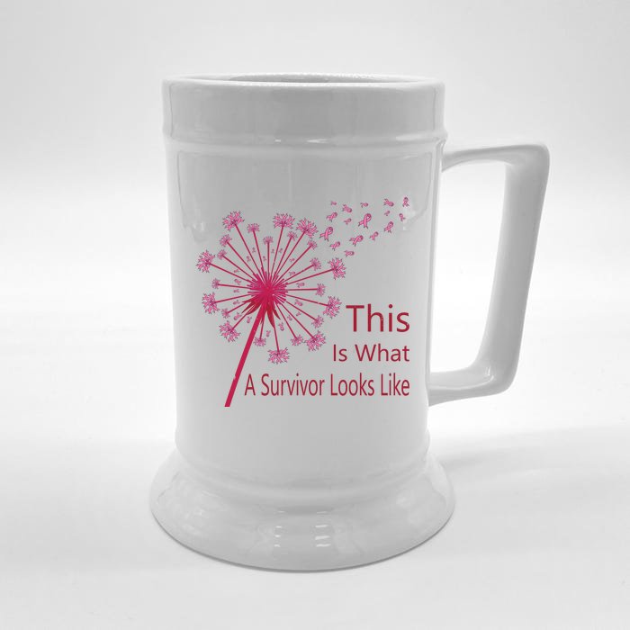 Dandelion Faith Hope Love Breast Cancer Awareness Flower Front & Back Beer Stein