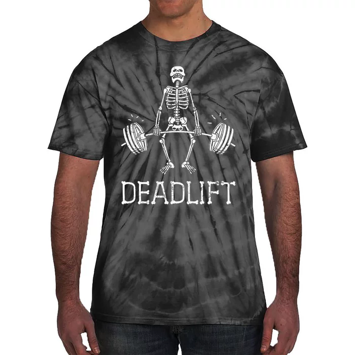 DEADLIFT Funny Halloween Skeleton Weight Lifting Workout Tie-Dye T-Shirt