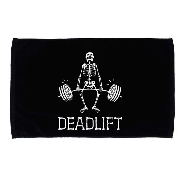 DEADLIFT Funny Halloween Skeleton Weight Lifting Workout Microfiber Hand Towel