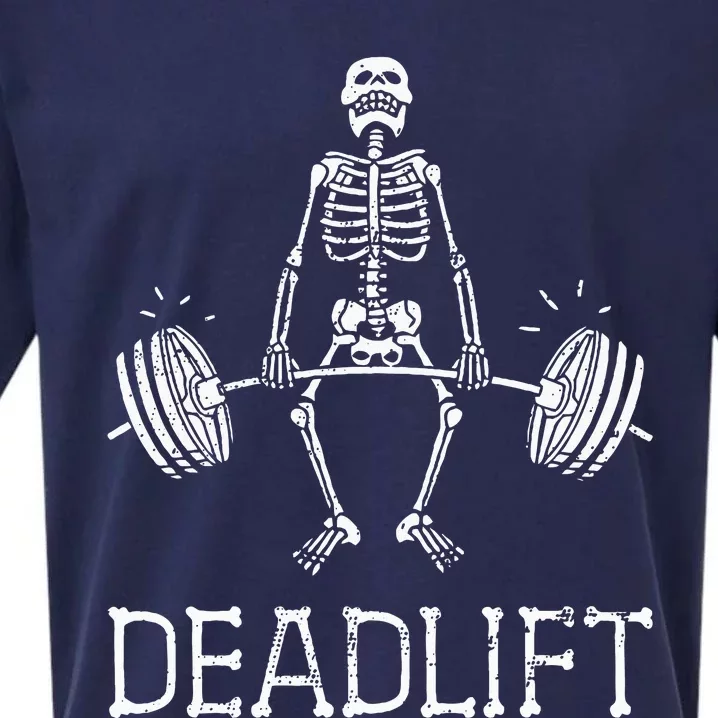 DEADLIFT Funny Halloween Skeleton Weight Lifting Workout Sueded Cloud Jersey T-Shirt