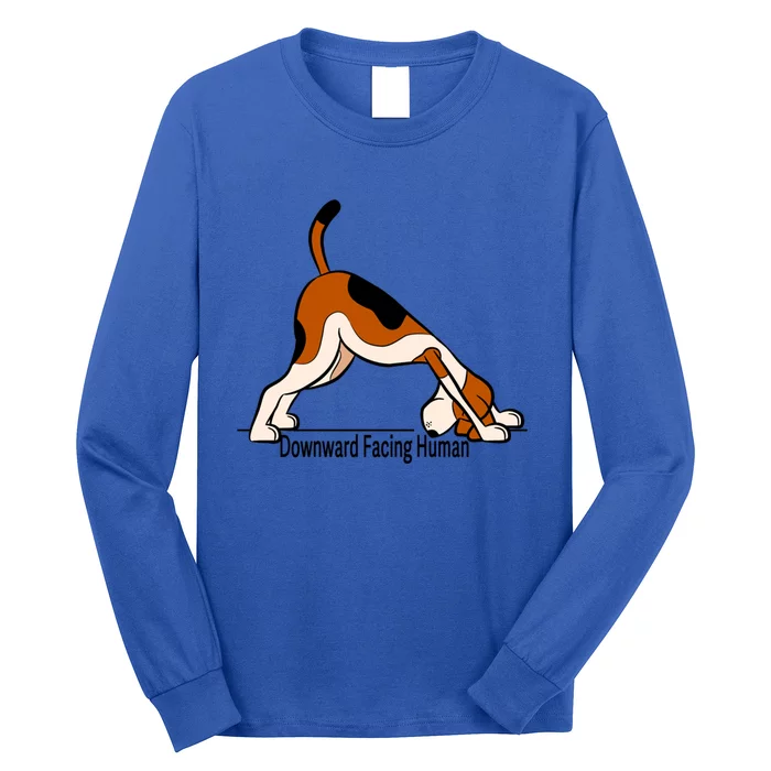 Downward Facing Hu Gift Funny Dog Yoga Gift Long Sleeve Shirt