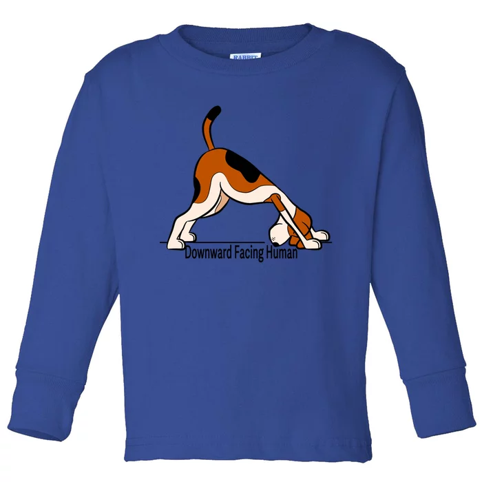 Downward Facing Hu Gift Funny Dog Yoga Gift Toddler Long Sleeve Shirt