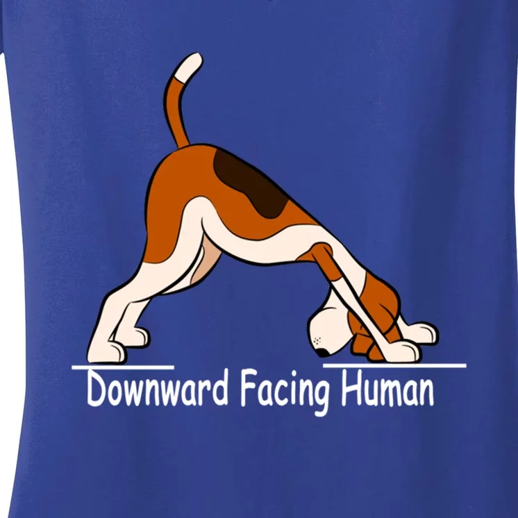 Downward Facing Hu Funny Yoga Gift Women's V-Neck T-Shirt