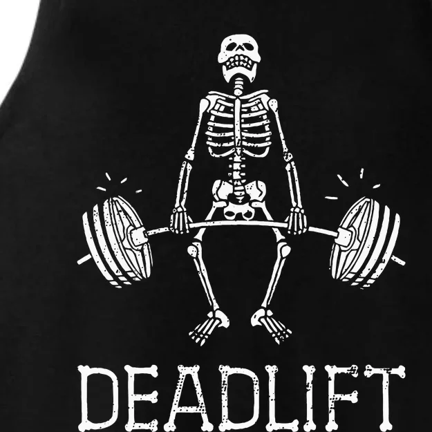 DEADLIFT Funny Halloween Skeleton Weight Lifting Workout Ladies Tri-Blend Wicking Tank