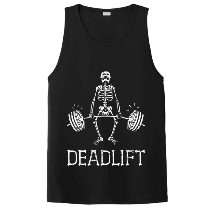 DEADLIFT Funny Halloween Skeleton Weight Lifting Workout Performance Tank