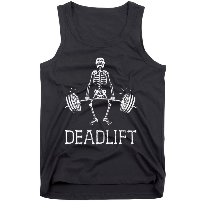 DEADLIFT Funny Halloween Skeleton Weight Lifting Workout Tank Top