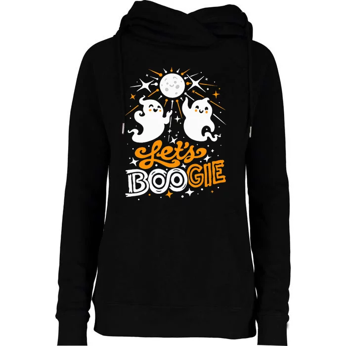 Disco Fever Halloween Ghosts Funny and Cute Boogie 70s Womens Funnel Neck Pullover Hood