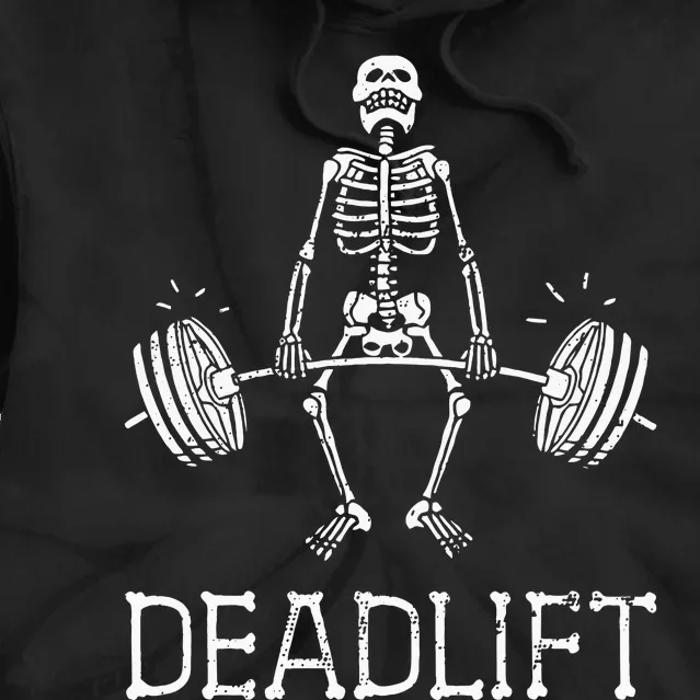 DEADLIFT Funny Halloween Skeleton Weight Lifting Workout Tie Dye Hoodie