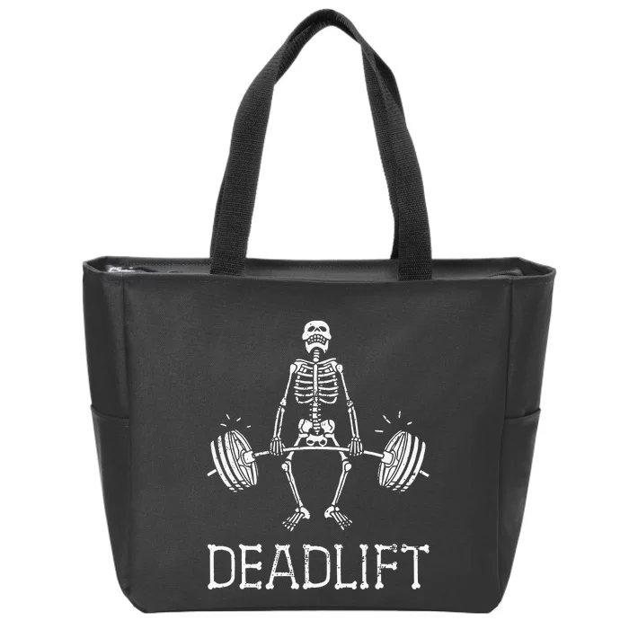 DEADLIFT Funny Halloween Skeleton Weight Lifting Workout Zip Tote Bag