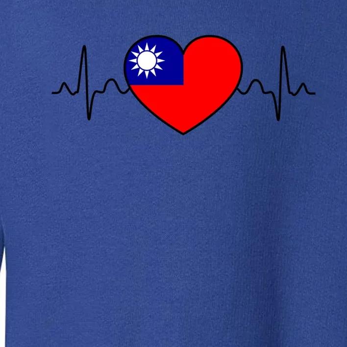 Distressed Flag Heartbeat Design Cool Taiwan Flag Gift Toddler Sweatshirt