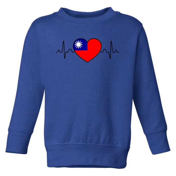 Distressed Flag Heartbeat Design Cool Taiwan Flag Gift Toddler Sweatshirt