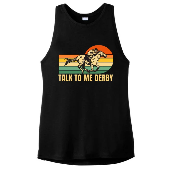 Derby Funny Horse Racing Retro Kentucky Talk To Me Cute Gift Ladies Tri-Blend Wicking Tank