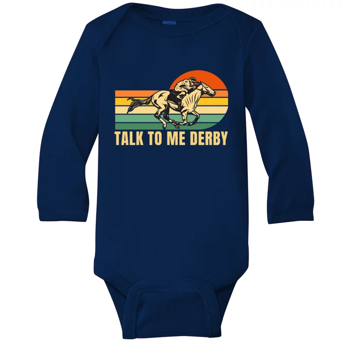 Derby Funny Horse Racing Retro Kentucky Talk To Me Cute Gift Baby Long Sleeve Bodysuit