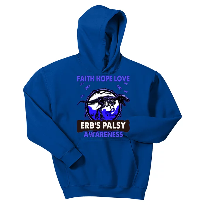 Dinosaur Faith Hope Love Erb's Palsy Awareness Gift Kids Hoodie