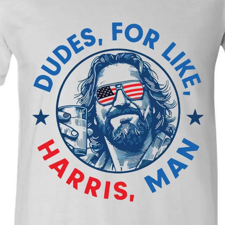 Dudes For Harris Kamala 2024 Madam President Democrat V-Neck T-Shirt