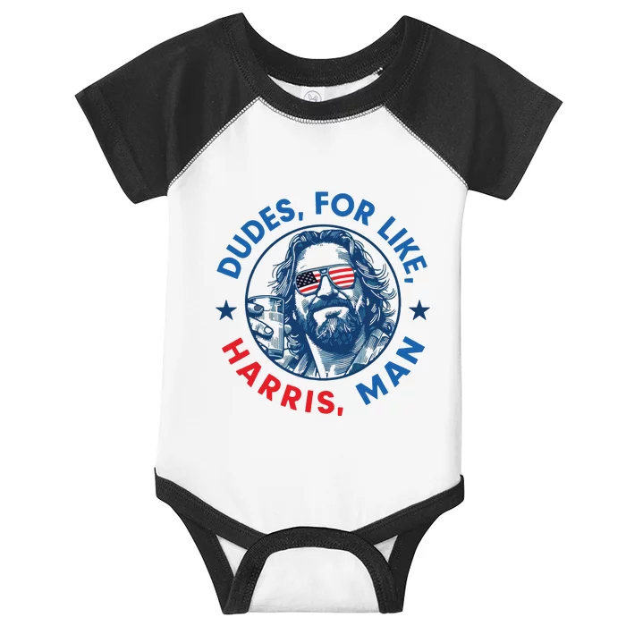 Dudes For Harris Kamala 2024 Madam President Democrat Infant Baby Jersey Bodysuit