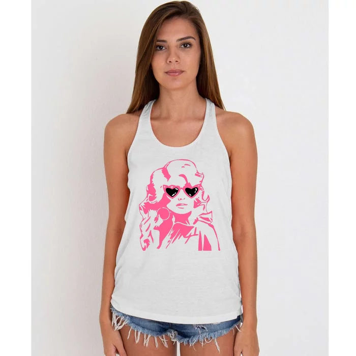 Dolly Face In Sunglasses Dolly Vibes Dolly Fan Lover Women's Knotted Racerback Tank