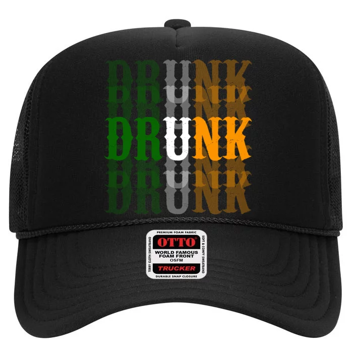 Drunk Funny Irish Drinking High Crown Mesh Trucker Hat