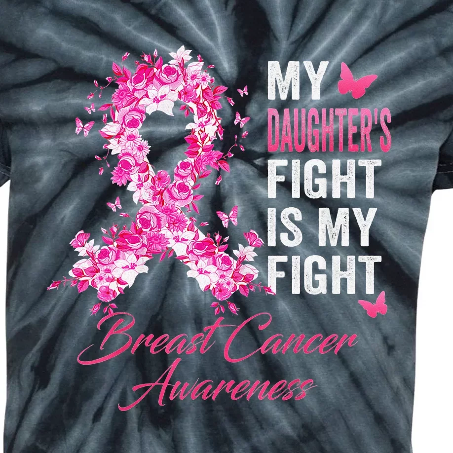 Daughter's Fight Is My Fight Breast Cancer Awareness Ribbon Kids Tie-Dye T-Shirt