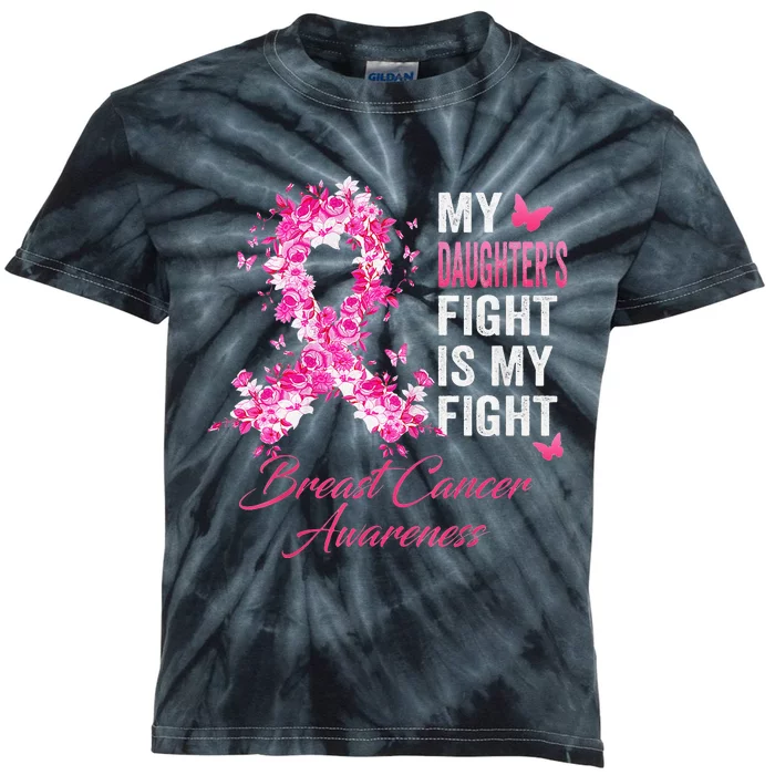 Daughter's Fight Is My Fight Breast Cancer Awareness Ribbon Kids Tie-Dye T-Shirt