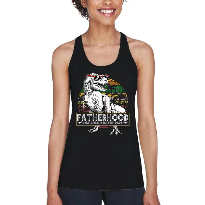 Dinosaur Fatherhood Is A Walk In The Park Fathers Women's Racerback Tank