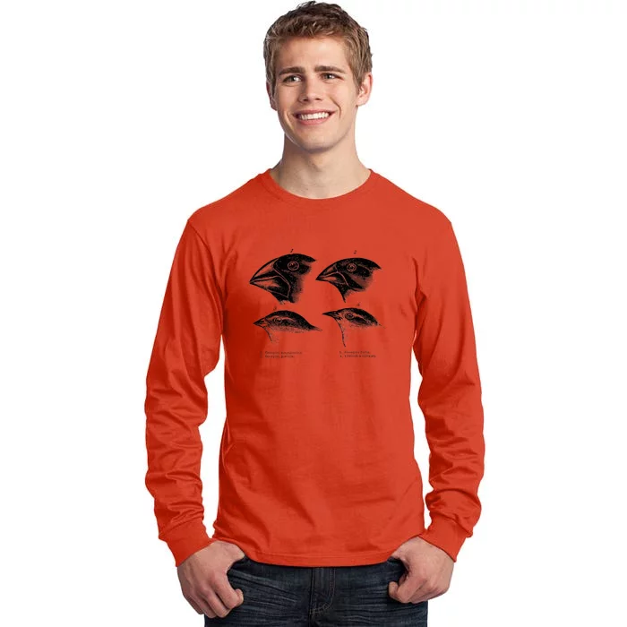 DarwinS Finches Illustration Evolution Atheist Tall Long Sleeve T-Shirt