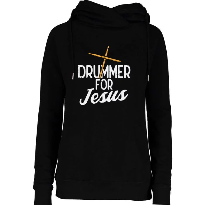 Drummer For Jesus God Drumming Christian Men Womens Funnel Neck Pullover Hood