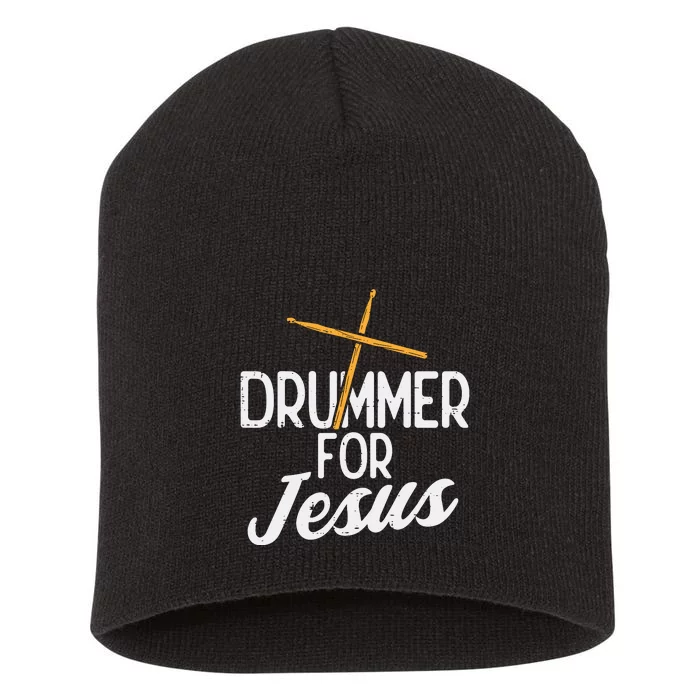 Drummer For Jesus God Drumming Christian Men Short Acrylic Beanie