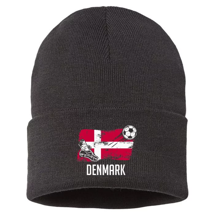 Denmark Flag Jersey Danish Soccer Team Danish Premium Sustainable Knit Beanie