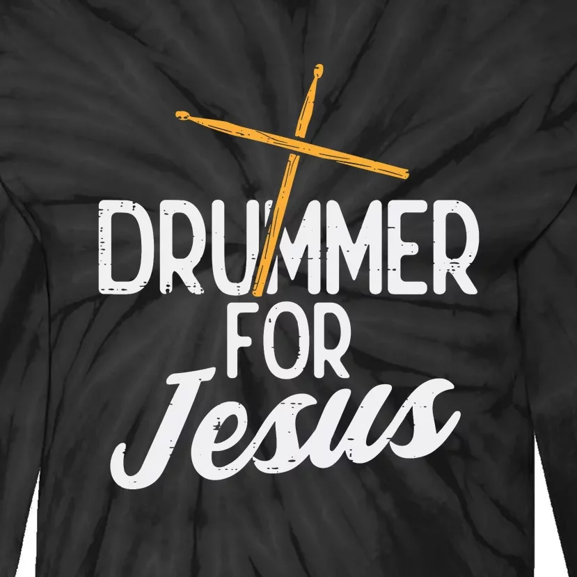 Drummer For Jesus God Drumming Christian Men Tie-Dye Long Sleeve Shirt