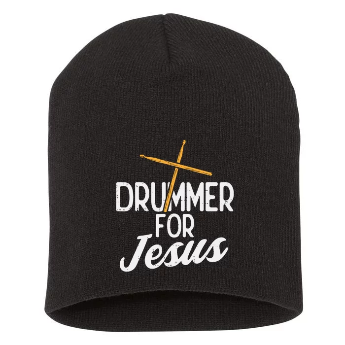 Drummer For Jesus God Drumming Christian Men Short Acrylic Beanie