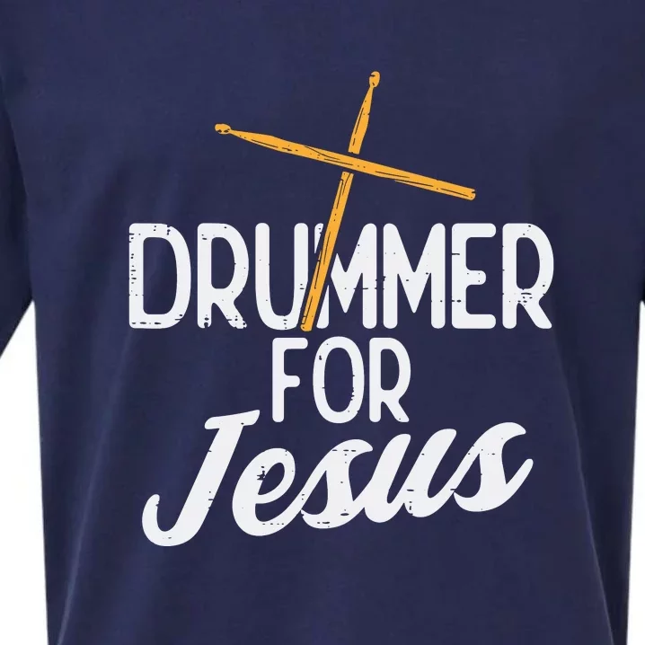 Drummer For Jesus God Drumming Christian Men Sueded Cloud Jersey T-Shirt