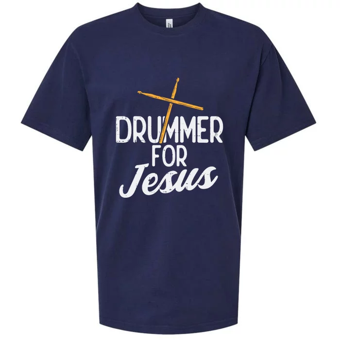 Drummer For Jesus God Drumming Christian Men Sueded Cloud Jersey T-Shirt