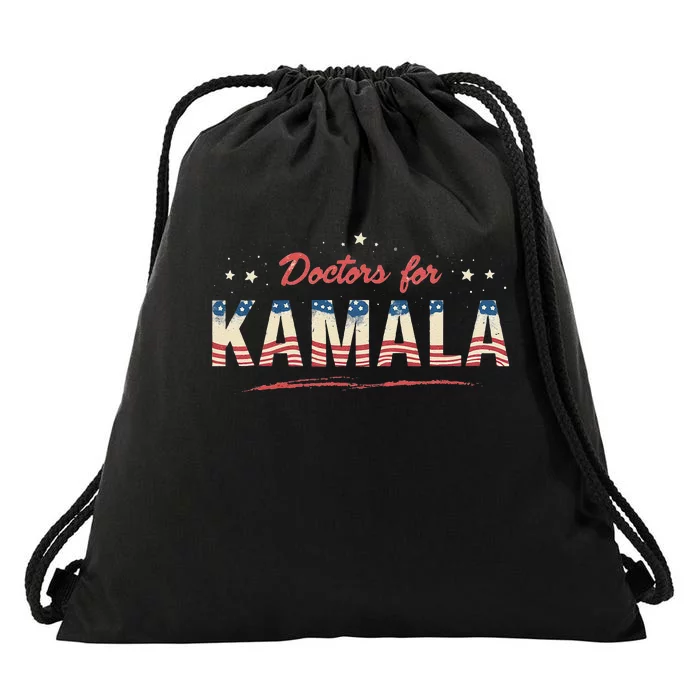 Doctors For Kamala Patriotic American Tim Walz Kamala Harris Drawstring Bag