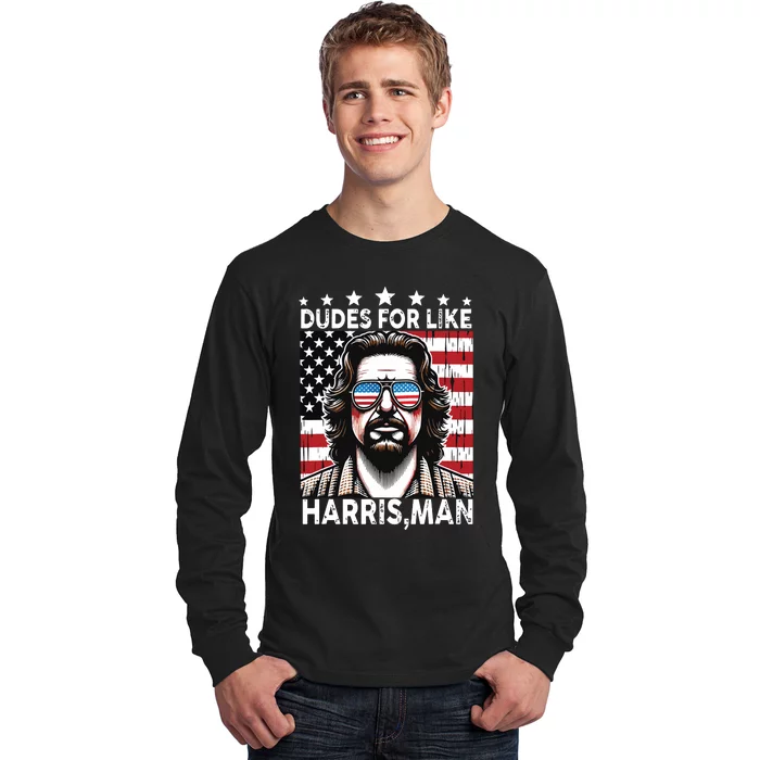 Dudes For Like Harris Man White Dude For Kamala Harris 2024 Long Sleeve Shirt