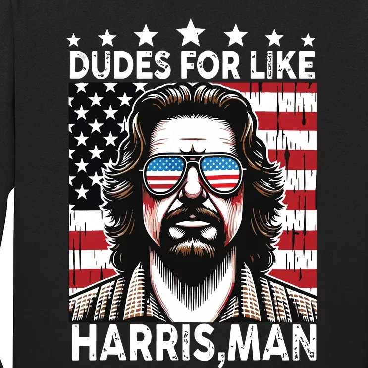 Dudes For Like Harris Man White Dude For Kamala Harris 2024 Long Sleeve Shirt