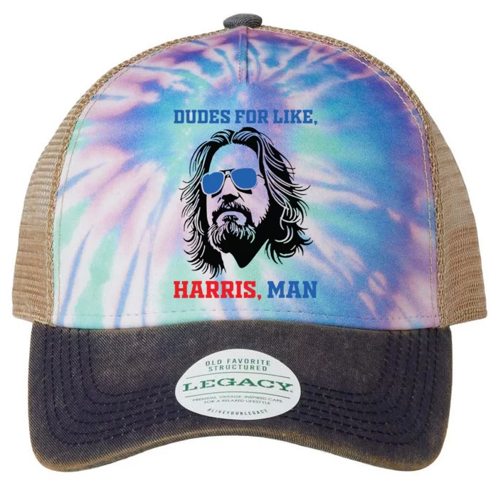 Dudes For Like Harris Man White Dude For Kamala Harris 2024 Legacy Tie Dye Trucker Hat