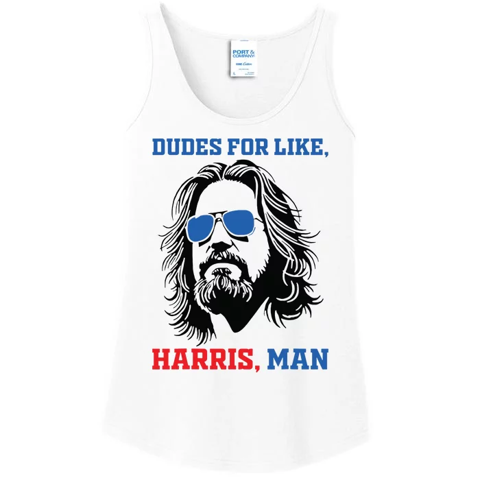 Dudes For Like Harris Man White Dude For Kamala Harris 2024 Ladies Essential Tank