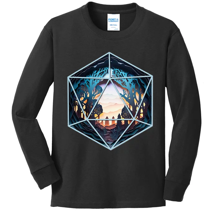 D20 Fantasy Landscape Kids Long Sleeve Shirt