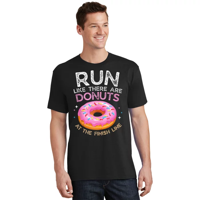 Donut Finish Line Marathon Funny Running For Men Women T-Shirt