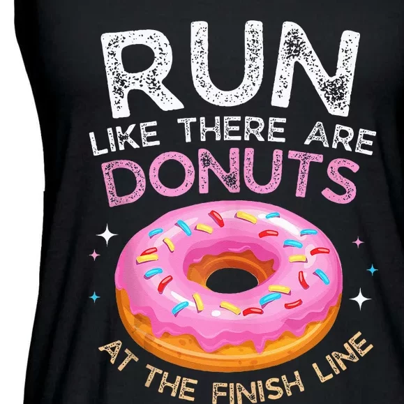 Donut Finish Line Marathon Funny Running For Men Women Ladies Essential Flowy Tank