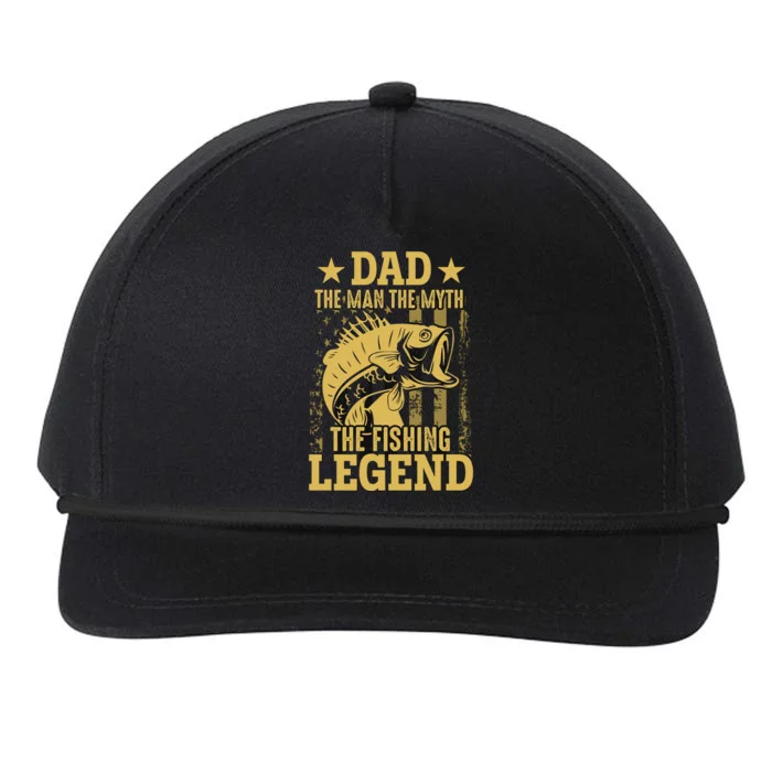 Dad Fishing Legend Flag Snapback Five-Panel Rope Hat