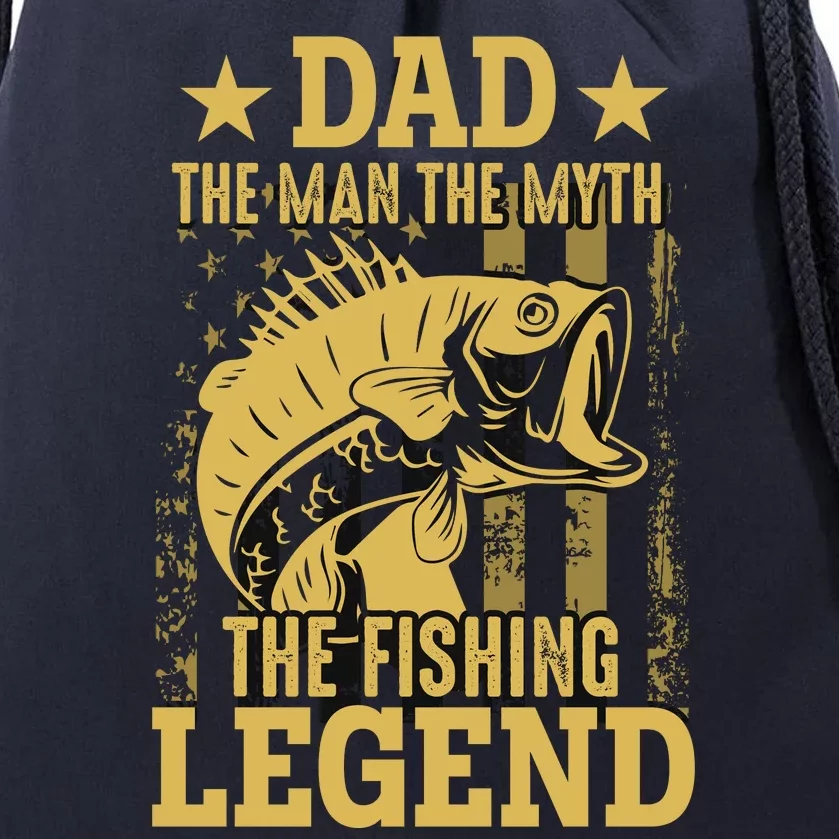 Dad Fishing Legend Flag Drawstring Bag