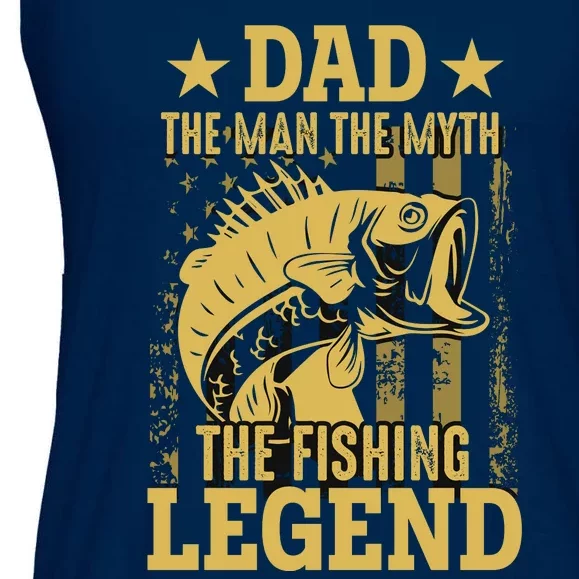 Dad Fishing Legend Flag Ladies Essential Flowy Tank