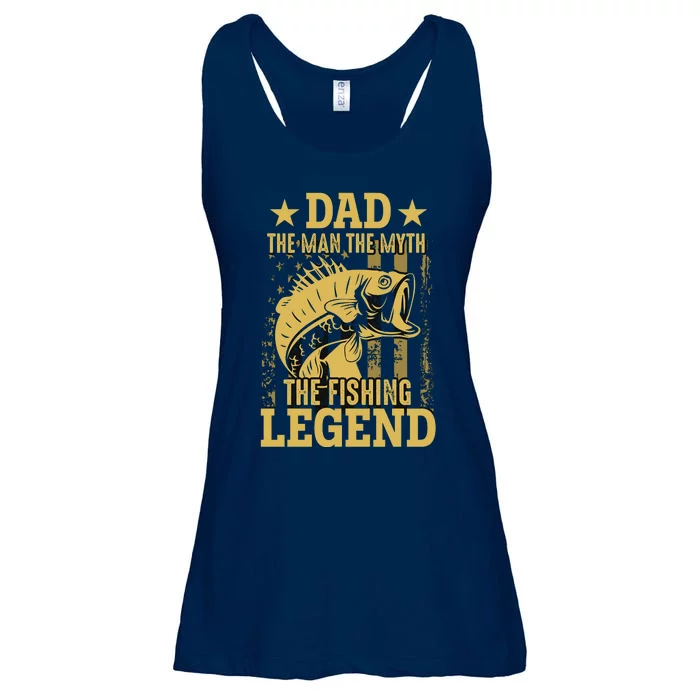 Dad Fishing Legend Flag Ladies Essential Flowy Tank