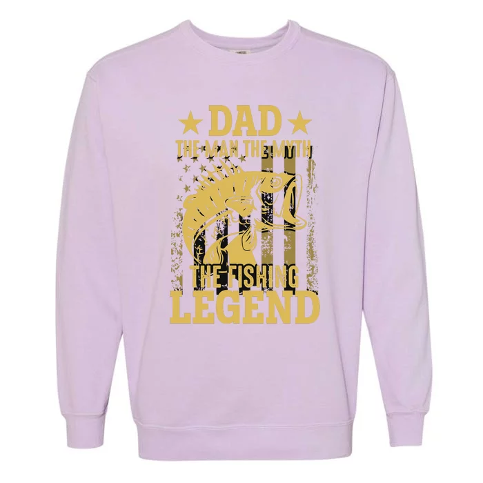 Dad Fishing Legend Flag Garment-Dyed Sweatshirt