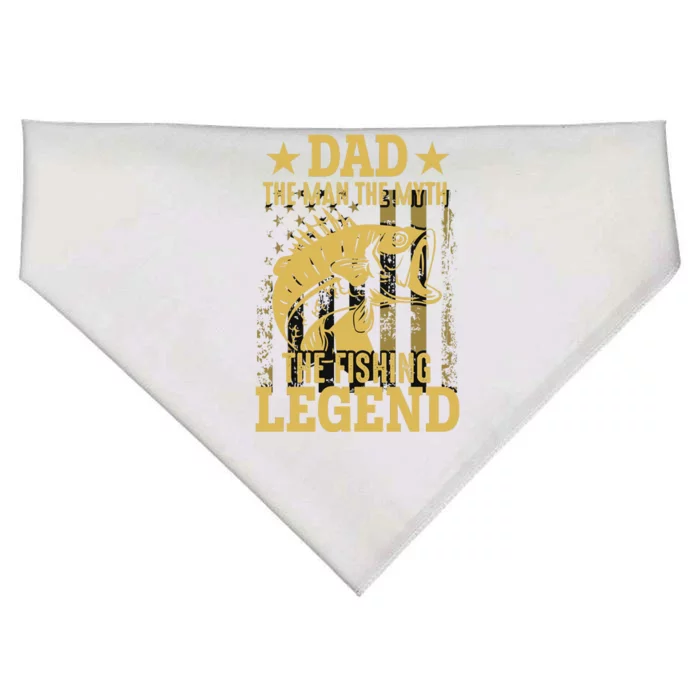 Dad Fishing Legend Flag USA-Made Doggie Bandana